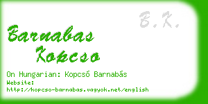 barnabas kopcso business card